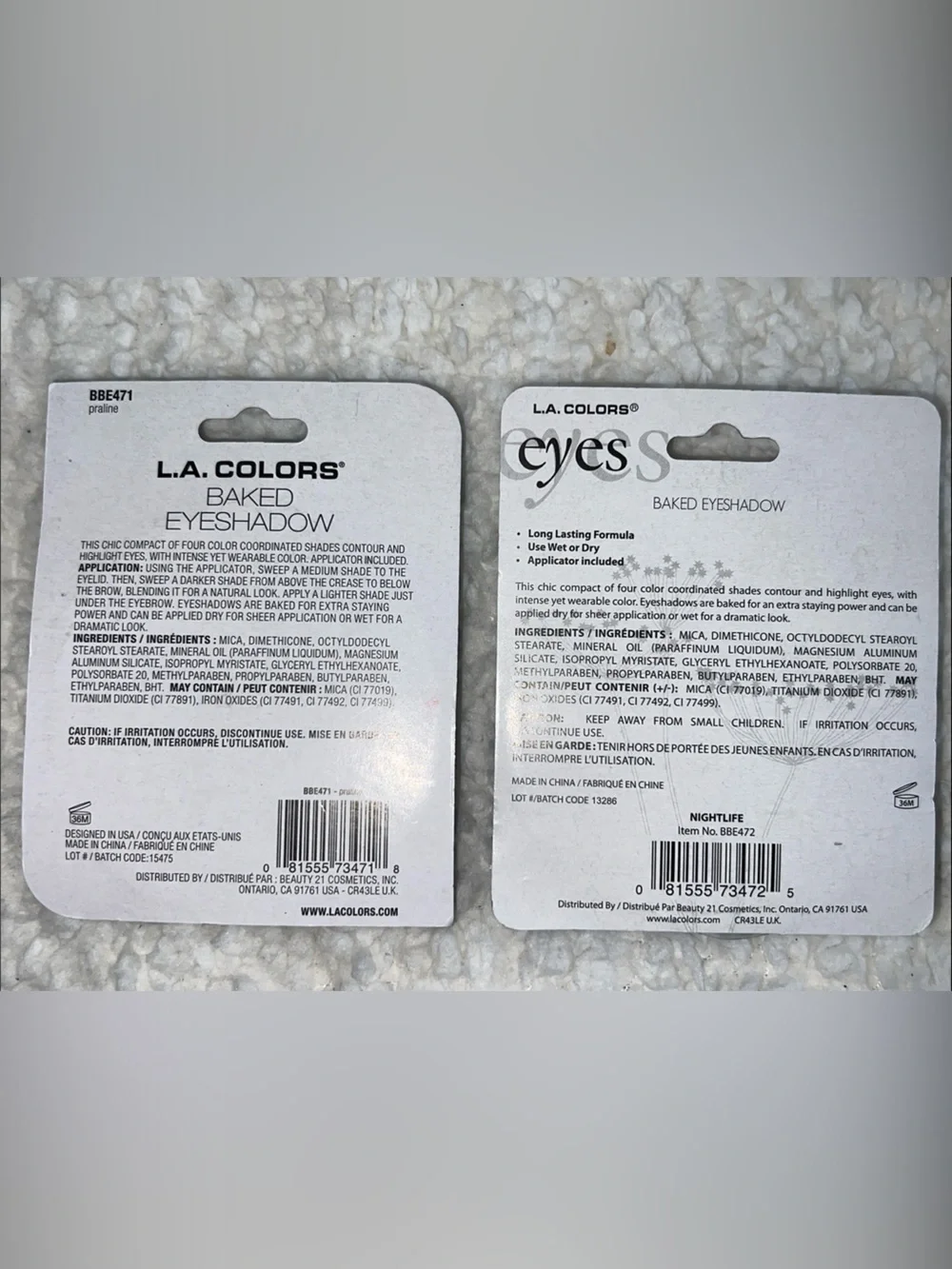 Baked Eyeshadow - Grey, Copper, Bronze, Silver, Black, & Champagne La Colors